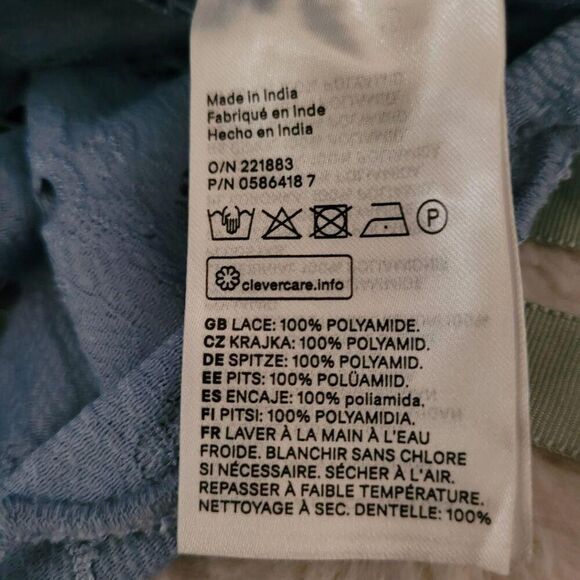 H&M Divided Womens Blue Cropped Crochet Lace Top Size 6 Coquette Fairy Boho New - Picture 7 of 8